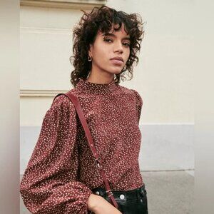 The Kooples Silk Blend Moon Dots Printed Blouse M